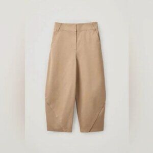 COS Cotton Trousers with Wrapped Seams in Beige Size 10